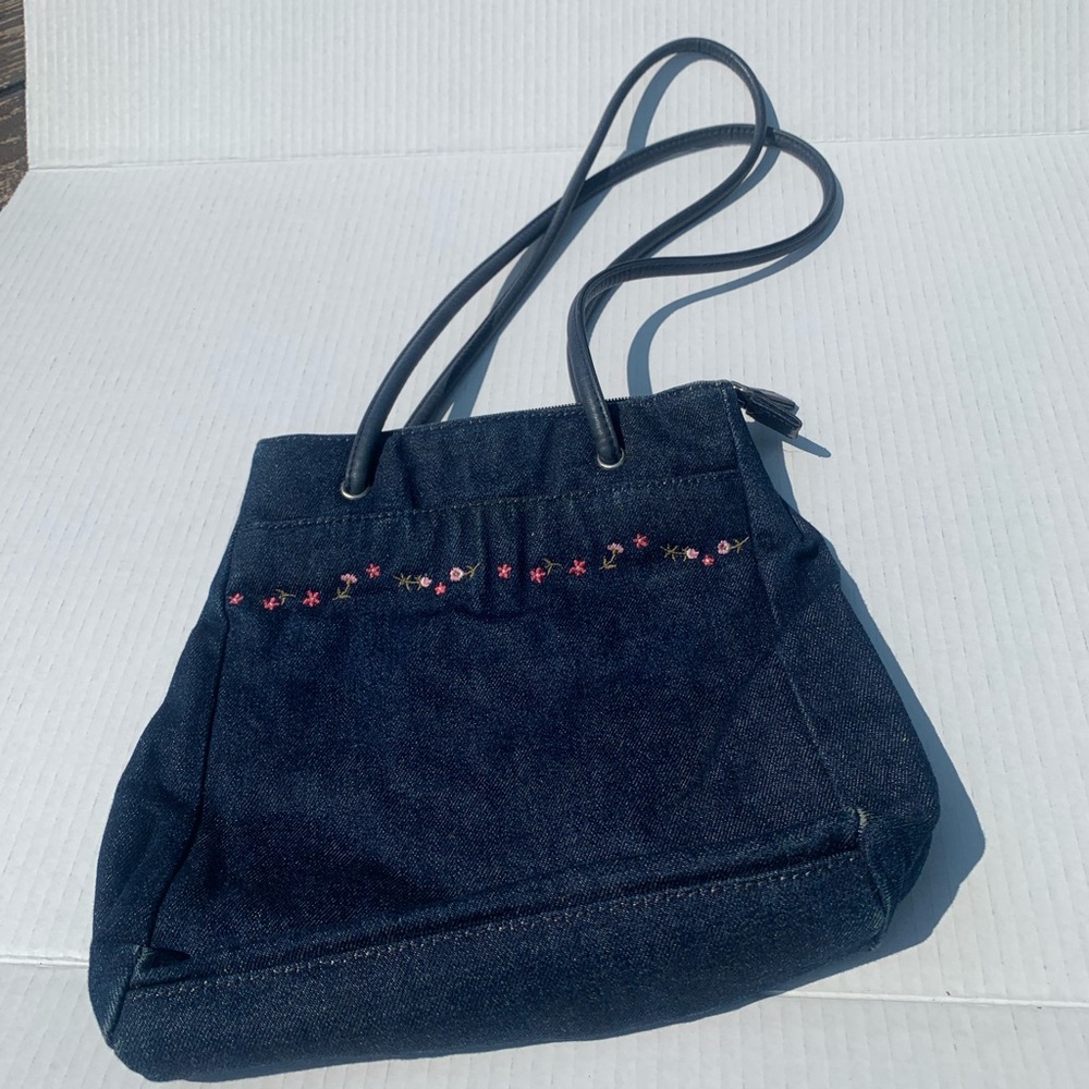 Croft and Barrow denim embroidered bag